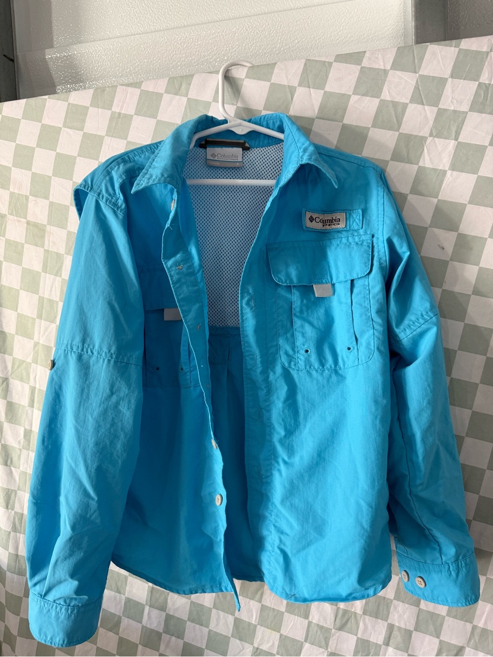Columbia Bright Blue Kids Button-Down Fishing Shirt